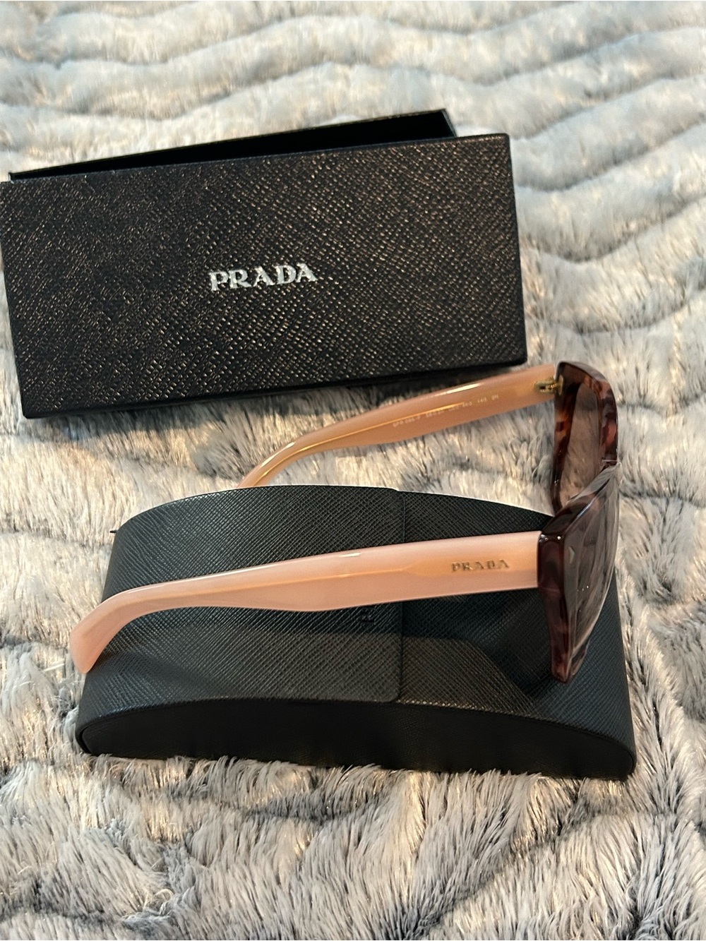 Prada Pink Temple Tortoiseshell Frame Women's Sunglasses